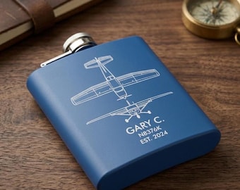 Petaca Cessna 152 / Petaca de acero inoxidable de 177 ml (6 oz) para pilotos / Regalo de aviación para él / Petaca personalizada para pilotos / Regalo de avión para hombres