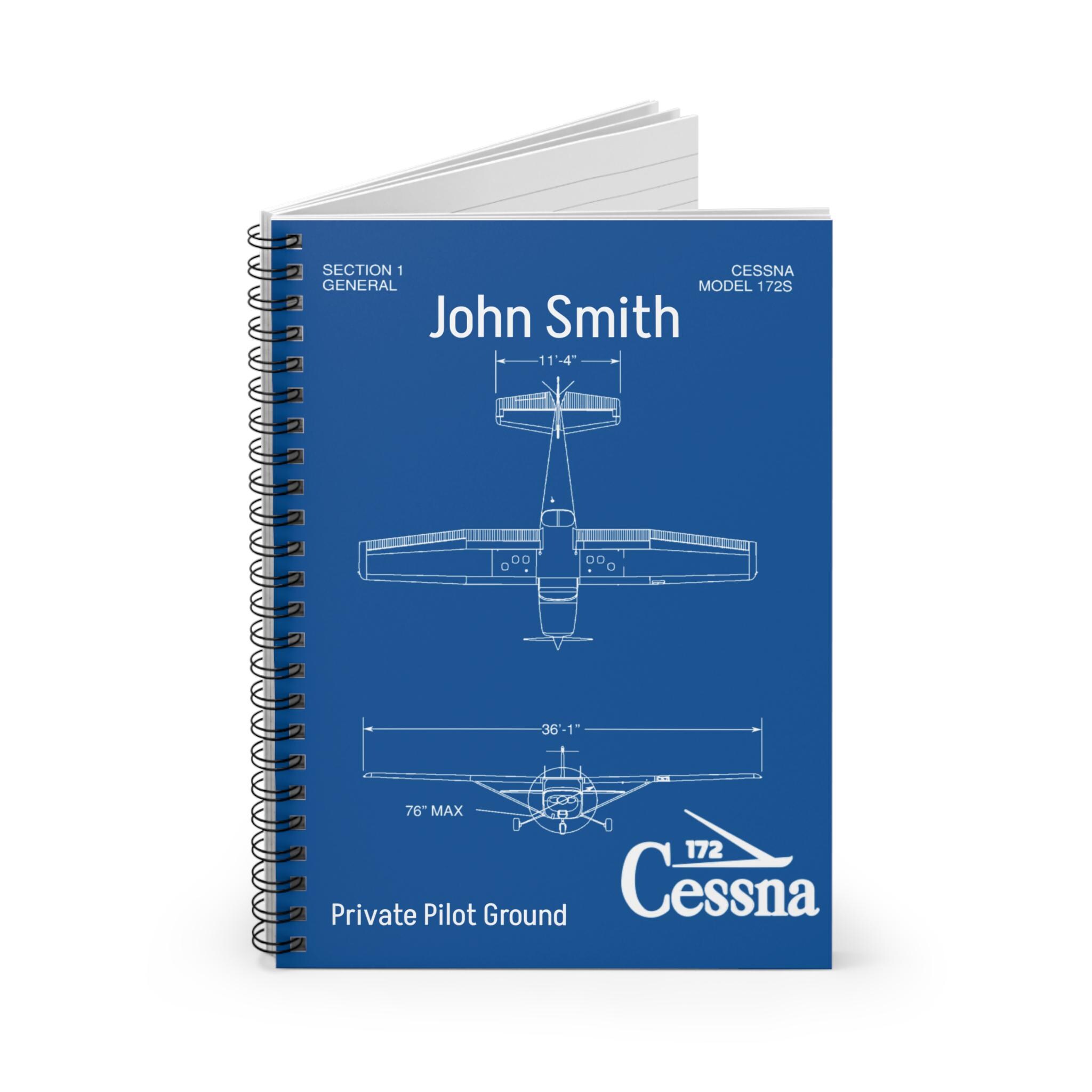 Cessna 172 Blueprint Spiral Notebook | Pilot Gift for Him | Aviation ...