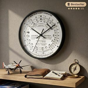 Aviation Wall Clock E6-B Flight Computer | Pilot Gift for Him | Hangar Office Decor | Airplane Lover Gift | Flight School Aviator Home Decor