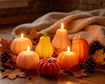 Velas con aroma a calabaza para Halloween y otoño – Decoración artesanal, centro de mesa con aroma creativo, regalo para un ambiente acogedor