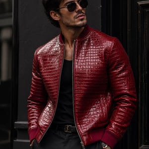 Handgemaakt krokodillenleren bikerjack heren – luxe streetwearjas