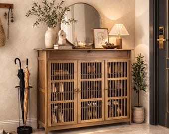 Zapatero de bambú: Estante de almacenamiento de 4 niveles para la entrada, organizador de madera vintage.