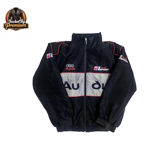 Vintage Embroidered Audi Sport F1 Racing Bomber Jacket – Motorsport Style Coat