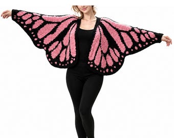 Butterfly Wing Knitted Shawl, Soft Acrylic Blend Wrap, Boho Shoulder Scarf