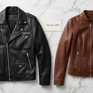 Custom His and Hers Personalized Moto Jacket Set, Anniversary Gift