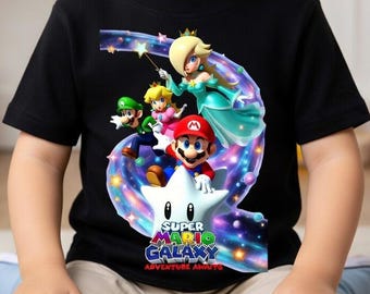 Mario Galaxy PNG Digital File, Gamer Character Graphic for Children's Shirts, Custom Birthday Boy Gift Design,Sublimation Art for Kids
