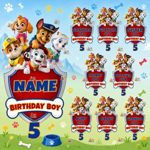 Personalized Puppies Birthday Bundle Pack PNG | Editable Dog Clipart Set Digital Download