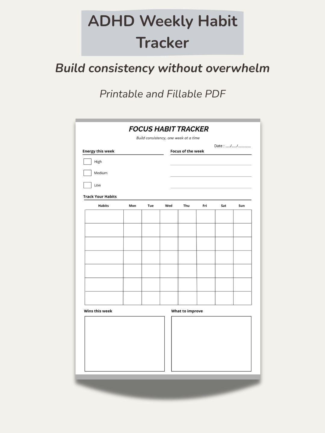 A4 Weekly Habit Tracker Printable | Planner to Build Daily Habits ...