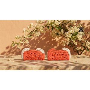 Bolso de ganchillo color coral y crema, bolso texturizado hecho a mano, bolso artesanal único, bolso de mano de doble cara, regalo sostenible para ella, Emma PIALE