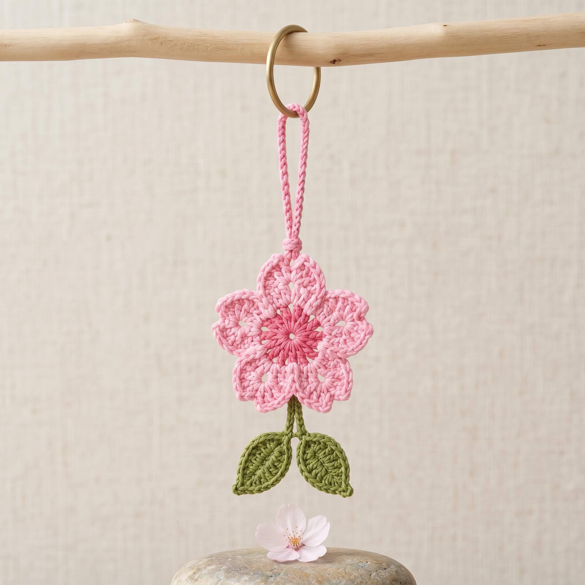 37 Japanese Crochet Patterns to Explore: Bags, Motifs, Amigurumi, and Lace 20 Crochet Sakura Flower Cherry Blossom Hanging Charm