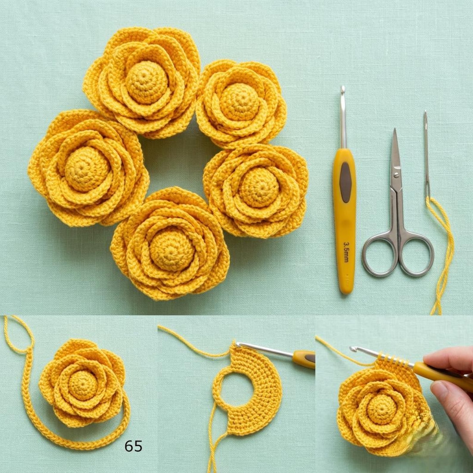 Beginner Crochet Rose Pattern | Easy Step-by-step Flower Tutorial - Etsy