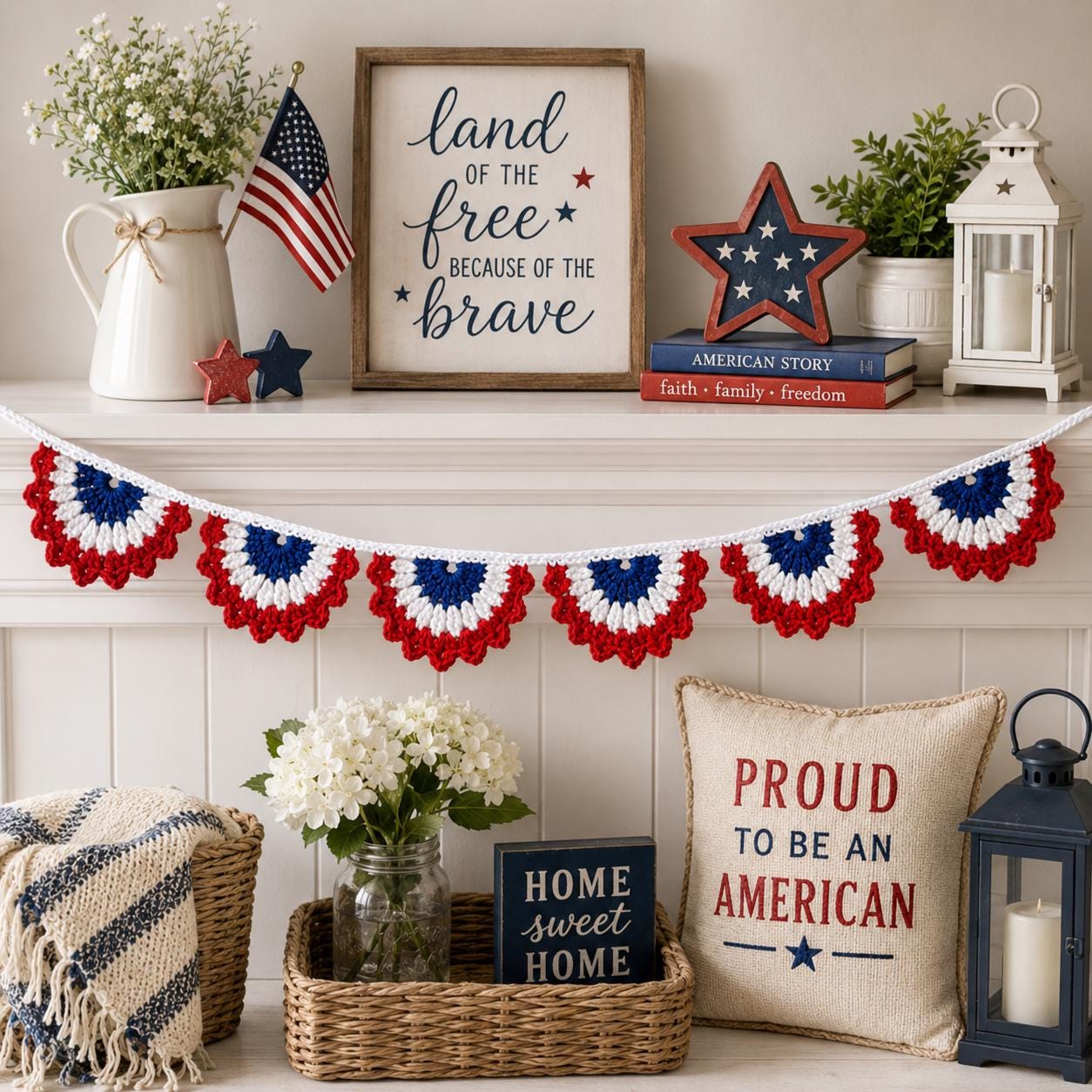 39 Red, White, and Blue Crochet Patterns for Festive Celebrations 22 Patriotic Crochet Bunting