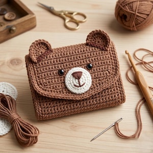 Crochet Bear Wallet Pattern | Beginner Animal Coin Purse (PDF Download)