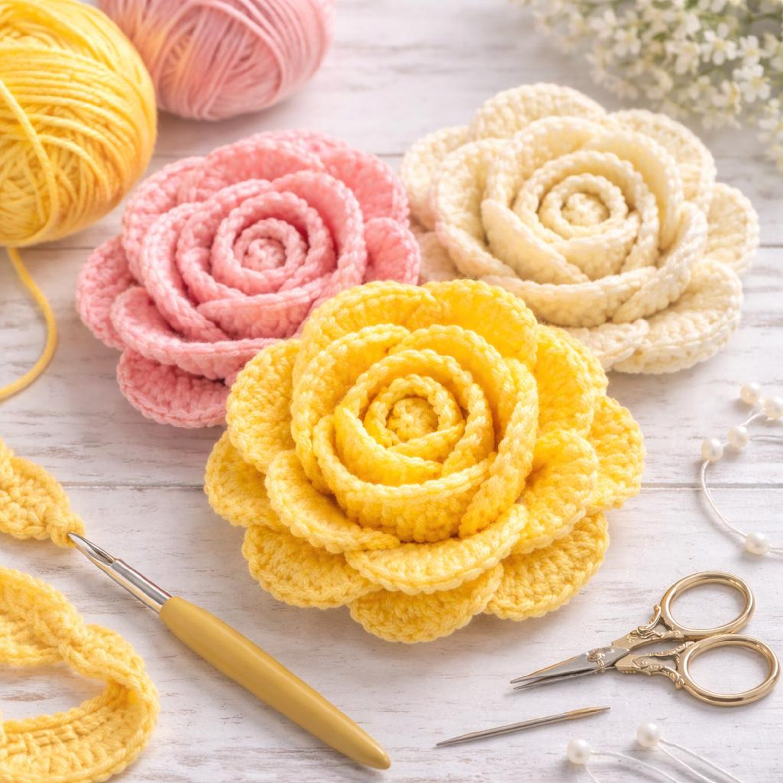 Beginner Crochet Rose Pattern | Easy Step-by-step Flower Tutorial - Etsy