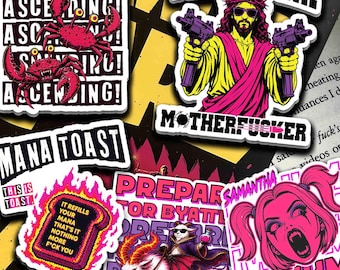 Dungeon Crawler Carl Stickers, Mana Toast, Uzi Jesus, Samantha,Raul, Prepotente (5 Stickers)