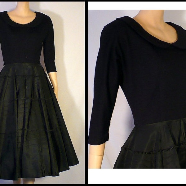 XS HERBERT SCHNEIDER Sweater Circle Skirt 50s Vintage Dress XSmall 2