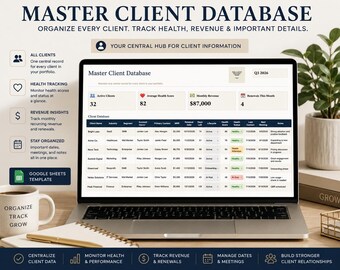 Client Tracker | Client Database Template | Google Sheets CRM | Customer Success Template
