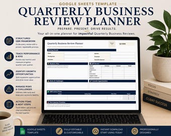 Modelo de Revisão Trimestral de Negócios | Modelo de QBR | QBR de Sucesso do Cliente | Revisão Executiva de Negócios | Planilhas Google
