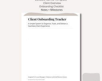 Client Onboarding Tracker: Editable Canva Template for Small Business Workflow (Digital Download)