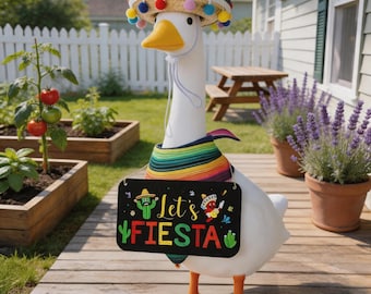 Mexican Fiesta Goose Outfit for 23" Porch Goose - Sombrero, Serape Bandana & "Let's Fiesta" Sign