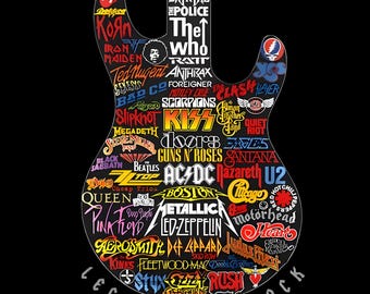 Rock Legends Guitar PNG | Classic Rock Band Logo Guitar Art