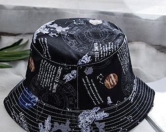 Galaxy Constellation Bucket Hat, Astronomy Star Map Fisherman Cap