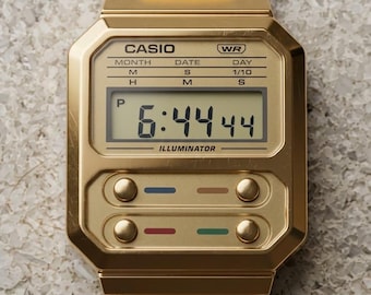 Casio A100WEG Gold Watch Men | Retro Japanese Vintage Digital Wrist Watch