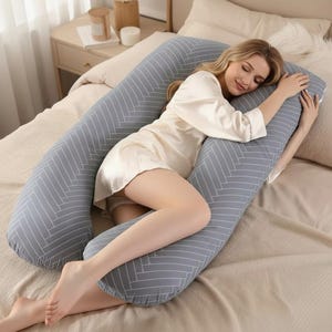 Organic Pregnancy Body Pillow, U Shaped Maternity Pillow, Full Body Support, Side Sleeper Back Support, Nursing Breastfeeding Pillow