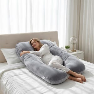 Organic Pregnancy Body Pillow, U Shaped Maternity Pillow, Full Body Support, Side Sleeper Back Support, Nursing Breastfeeding Pillow