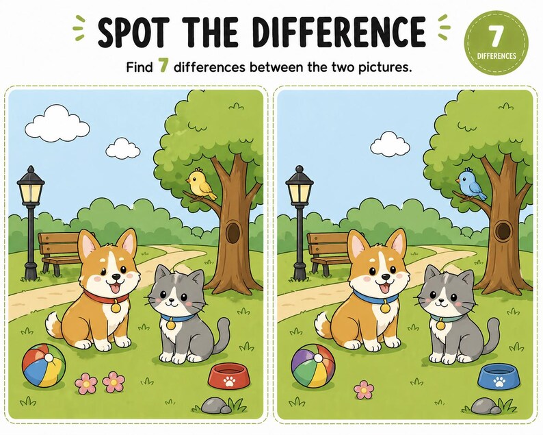 Spot the Difference Worksheets for Preschool Kids - Etsy