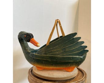 VTG Zhejiang HandicraftWoven Wicker Bambus ENTE Korbgriff 12 in Grün Natur