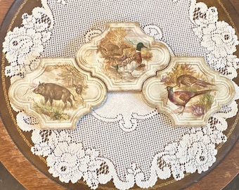 VTG Italian Ceramic wall tiles. Terra-cotta pottery.Mallard/boar/pheasant.