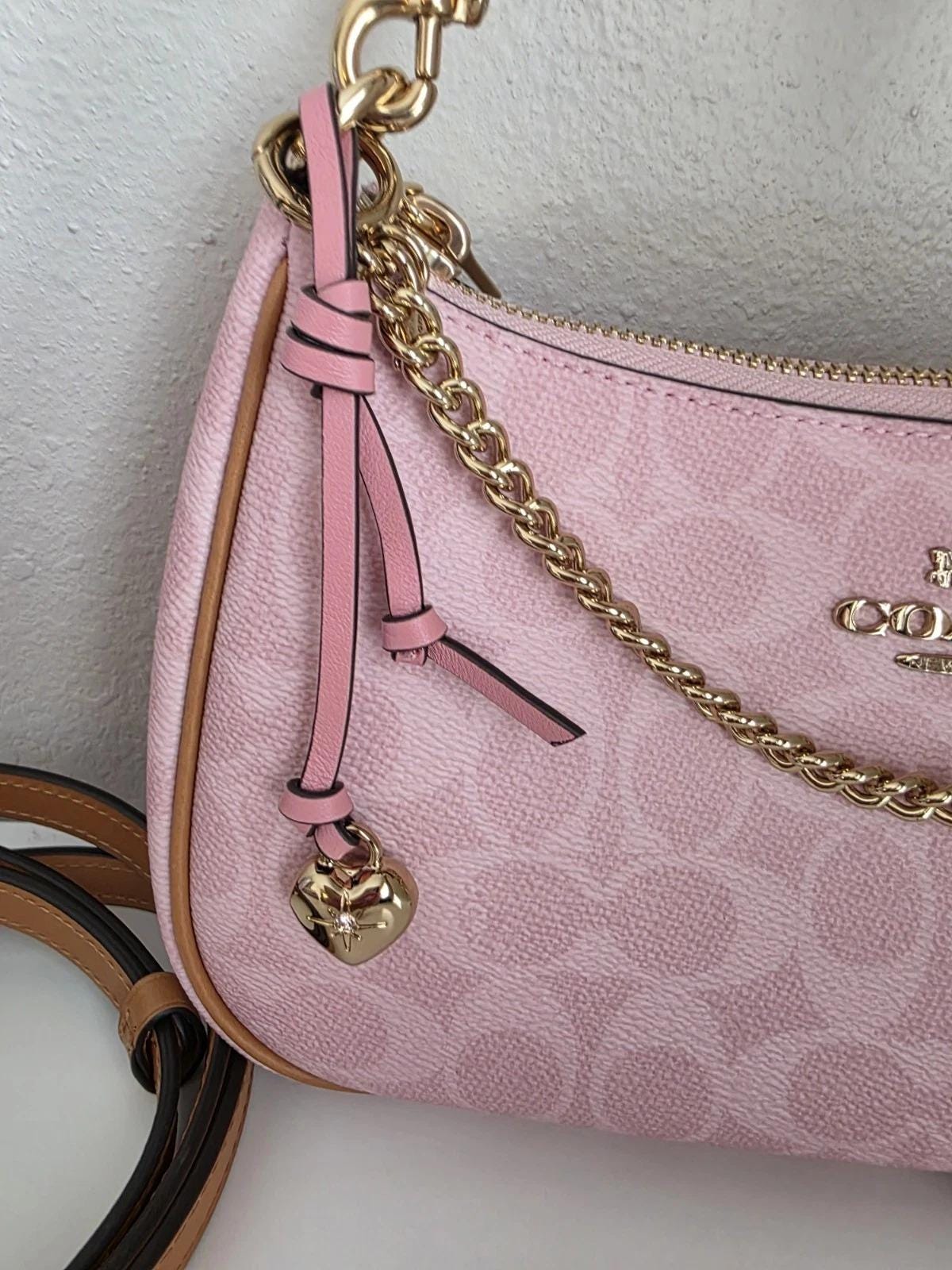 Coach Pink Signature Canvas Shoulder Bag | 90's Vintage Designer