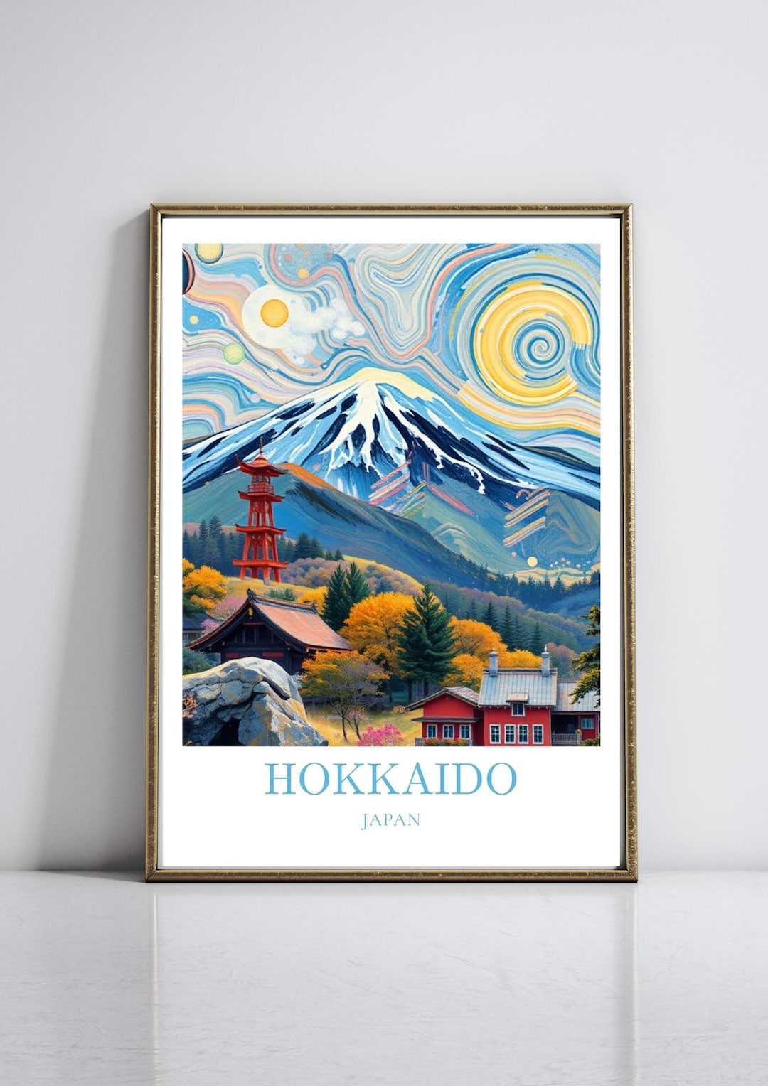 Japan Travel Poster Colourful Wall Art Hokkaido Print Illustration Art ...