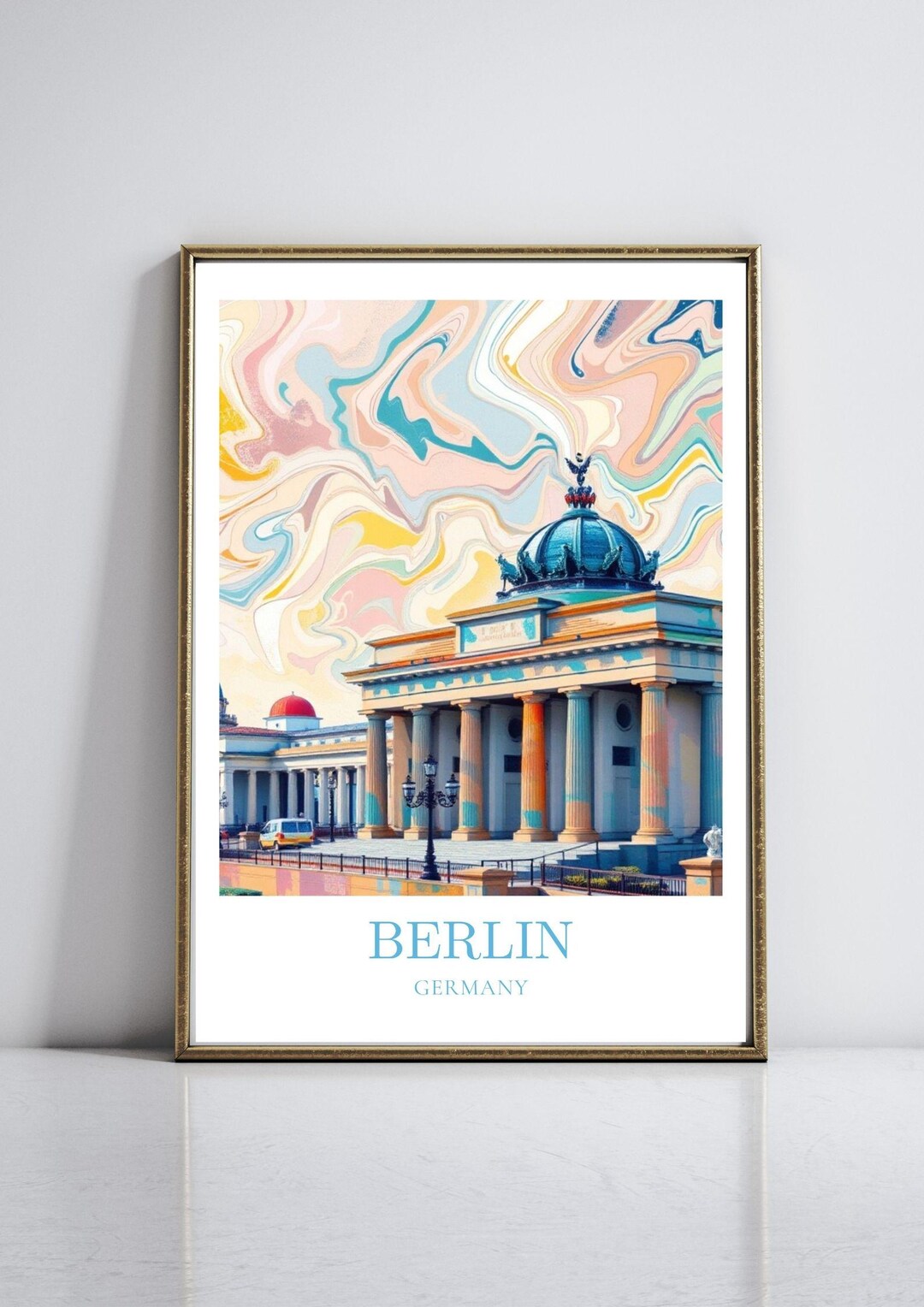 German Fun Poster Berlin Travel Poster Colourful Wall Art Germany Print Illustration Art ...