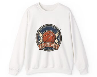 Baller Vibes Basketball Crewneck Sweatshirt | gameday, hoops, bracket