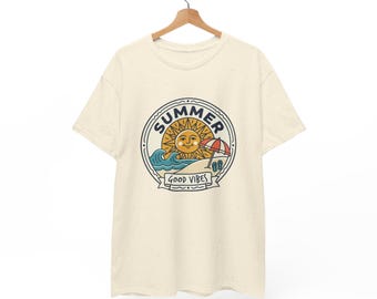 Summer Sun Surf Badge Tee | Good Vibes Beach Graphic Shirt