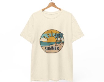 Retro Sunset Palm Tree Summer Tee | Beach Vibes Shirt