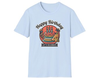 Happy Birthday Cake Illustration T-Shirt | Let's Celebrate, Party Tee