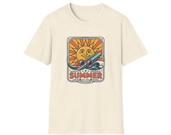 Retro Sun Surfboard Summer T-Shirt | Vintage Beach Graphic