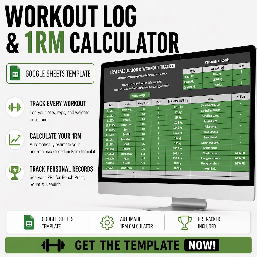 Workout Log & One-rep Max (1RM) Calculator - Etsy