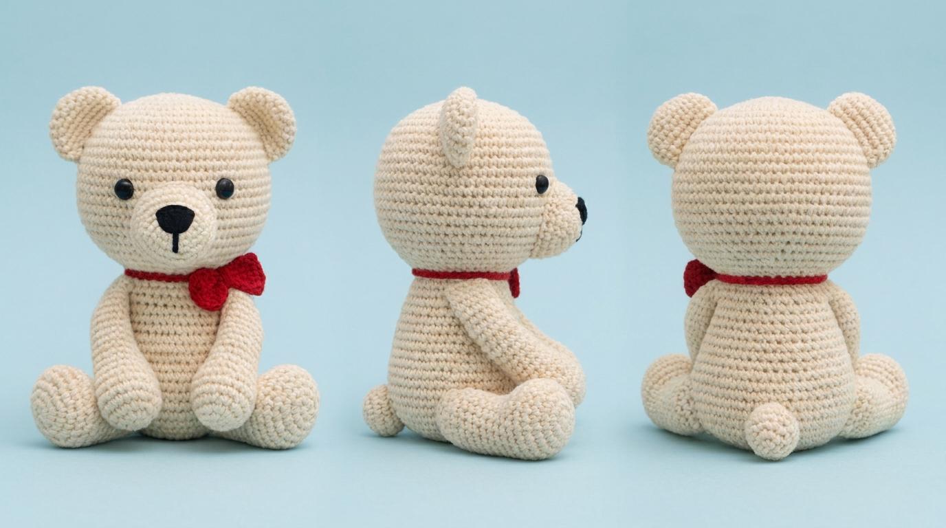 Polar Bear Amigurumi Crochet Pattern PDF | Red Bow Plush Toy Tutorial ...