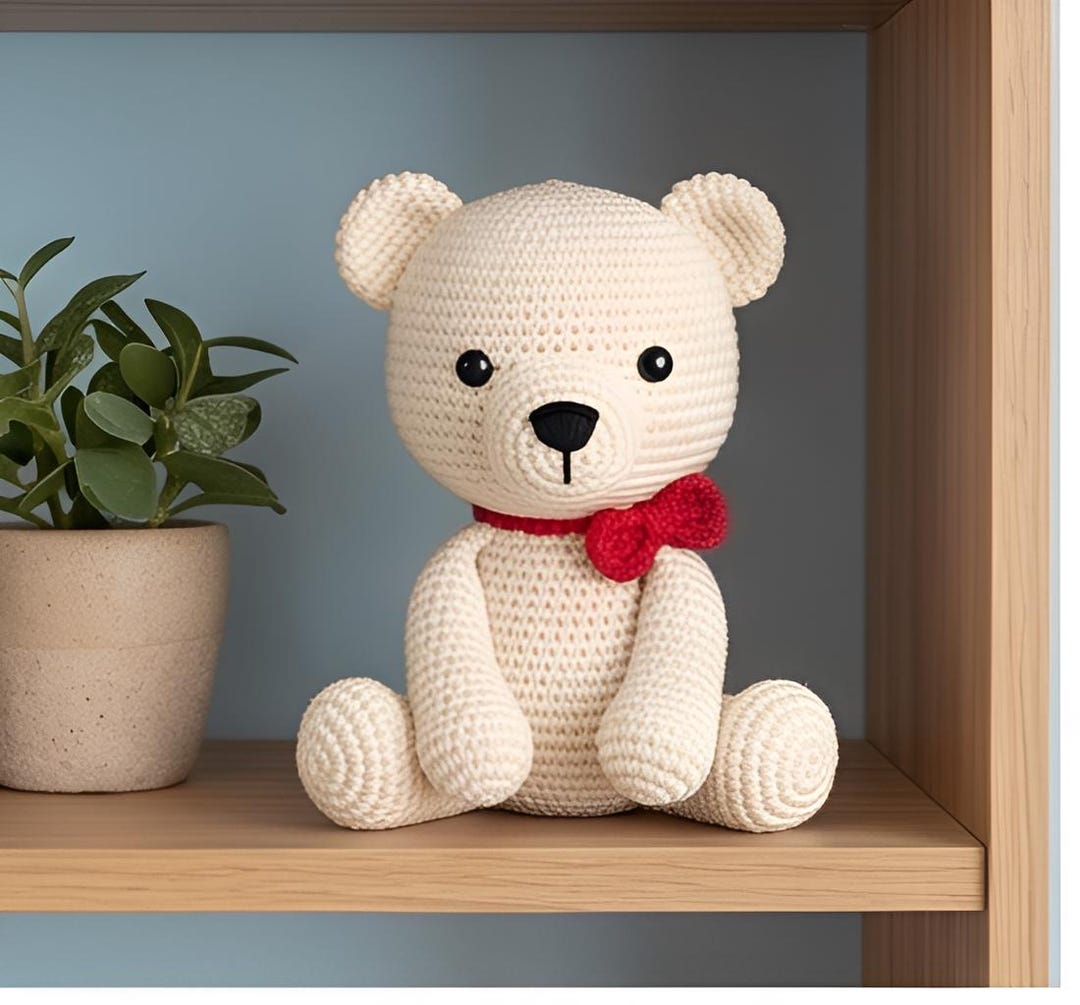 Polar Bear Amigurumi Crochet Pattern PDF | Red Bow Plush Toy Tutorial ...