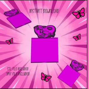 Boo You Wh*re Sticky Note Holder STL & 3MF File, Heart Desk Organizer 3D Print, Edgy Aesthetic Decor, Funny Office STL, Digital Download