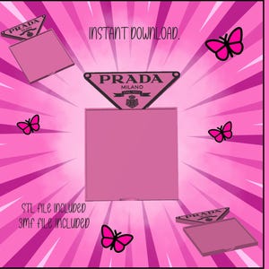 Luxury Inspired Sticky Note Holder STL & 3MF File, Post It Holder 3D Print, Desk Organizer STL, Pink Aesthetic Decor, Digital Download