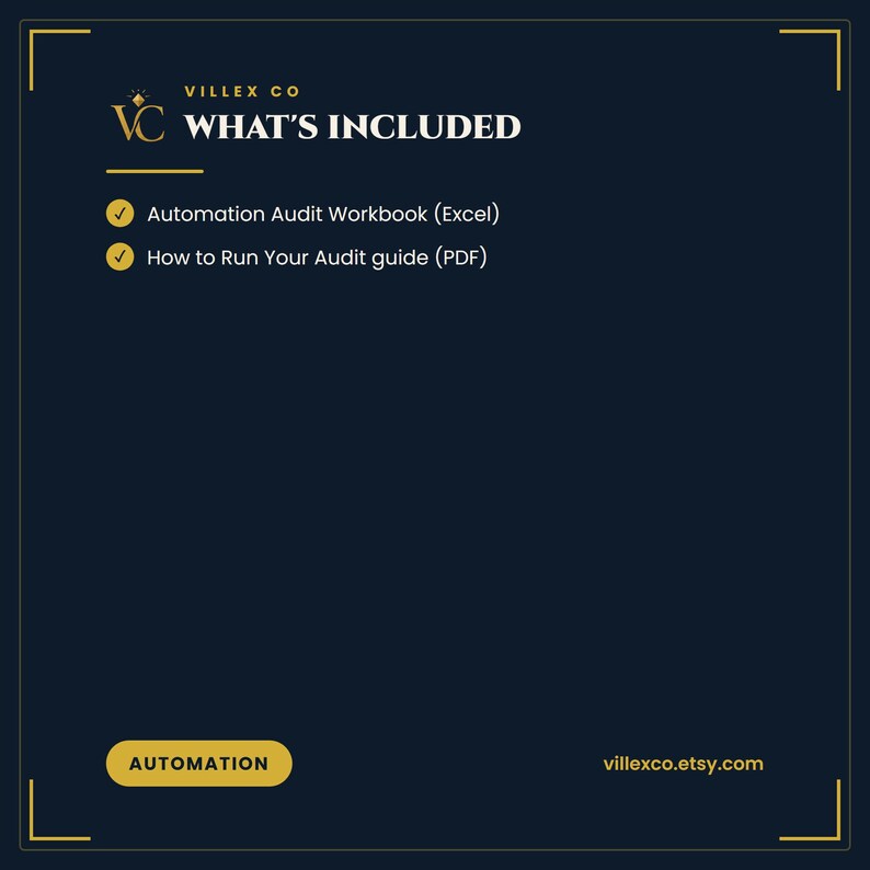 What is included in the Automation Audit Workbook — VillexCo digital download
