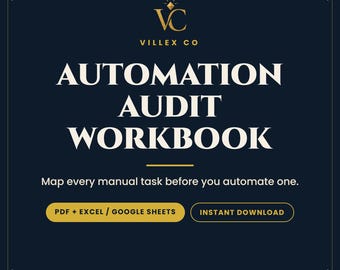 Automation Audit Workbook Excel Template, Map Manual Tasks Before You Automate, Small Business Workflow Planner