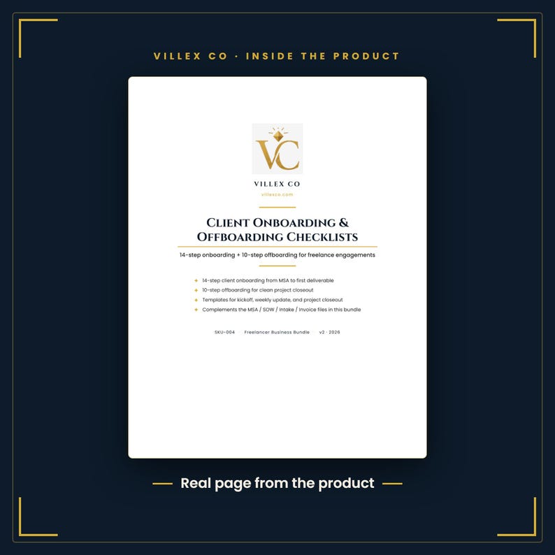 Freelancer Business Templates Kit, Service Agreement, Invoice, Intake, Scope, Onboarding Checklists image 3