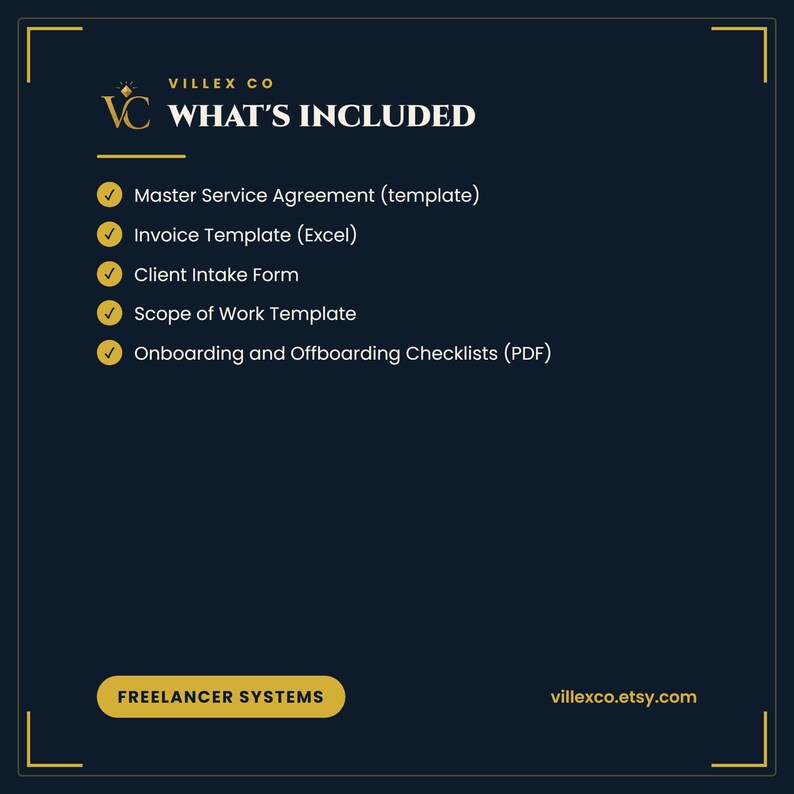 What is included in the Freelancer Business Templates Kit — VillexCo digital download
