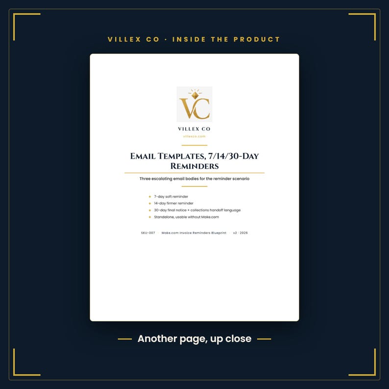 Make.com Automated Invoice Reminders Blueprint, Importable Template Plus Setup Guide, Accounts Receivable, Small Business image 4